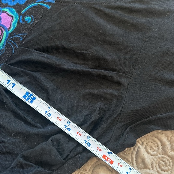 Free People Longer Length Black & Blue T Shirt Top-sz Medium - Picture 6 of 10